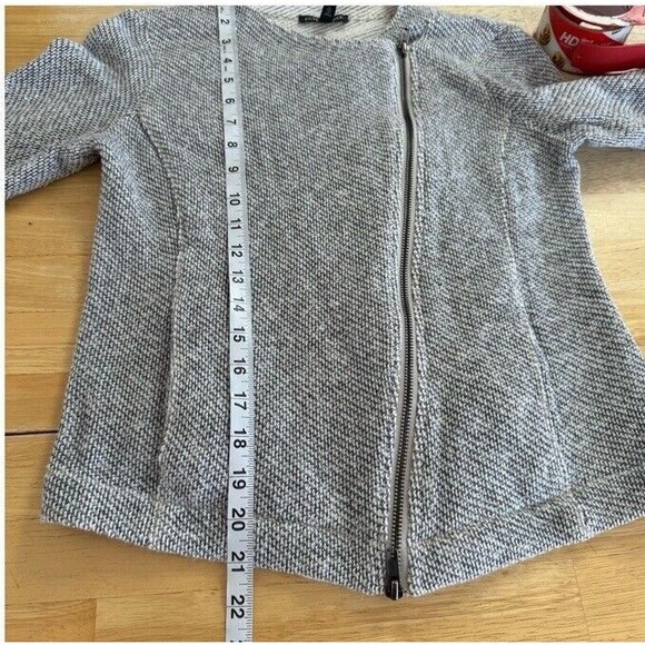 EILEEN FISHER Organic Cotton Terry Moto Jacket Zip Front Gray Ash Chic Biker XXS - Picture 8 of 10